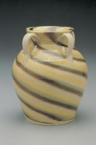 Swirl ware pottery vase by Charles Lisk, Catawba Valley Potter