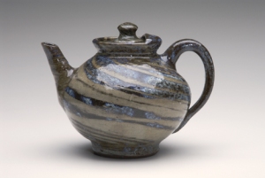 Enoch Reinhardt swirl ware teapot, Catawba Valley Potter